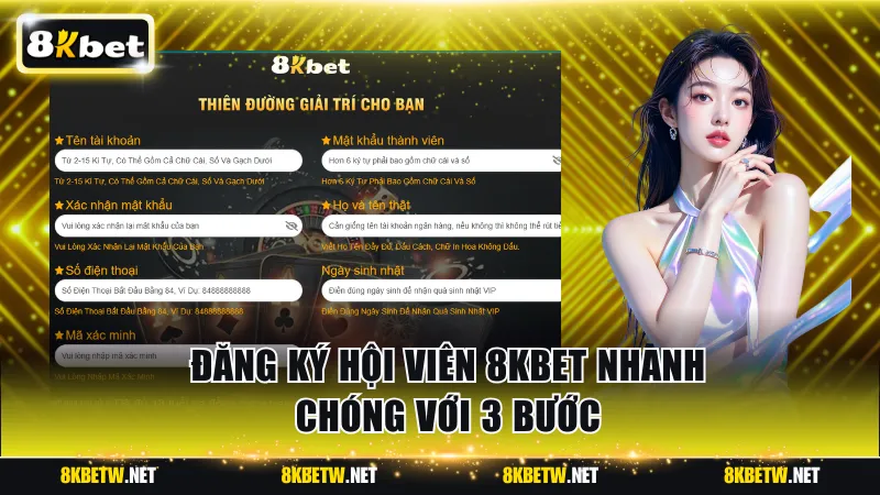 Đăng ký trở thành hội viên 8KBET nhanh với 3 bước 