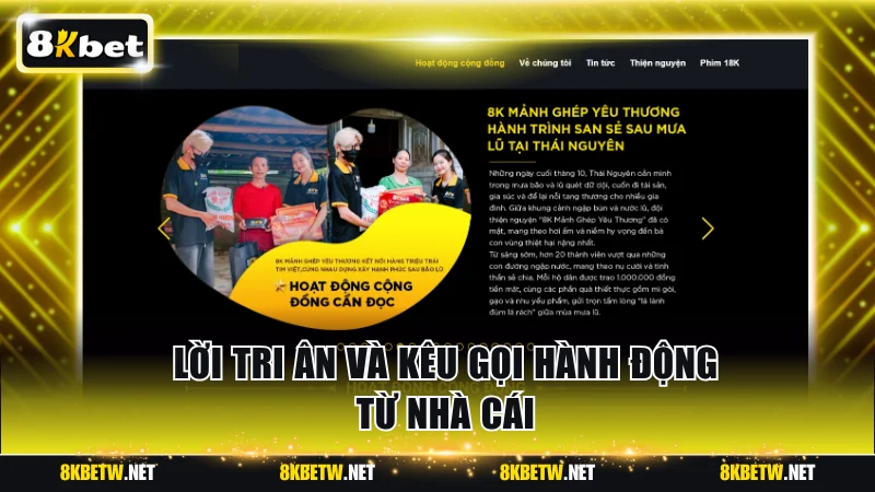 Lời tri ân và kêu gọi hành động từ nhà cái