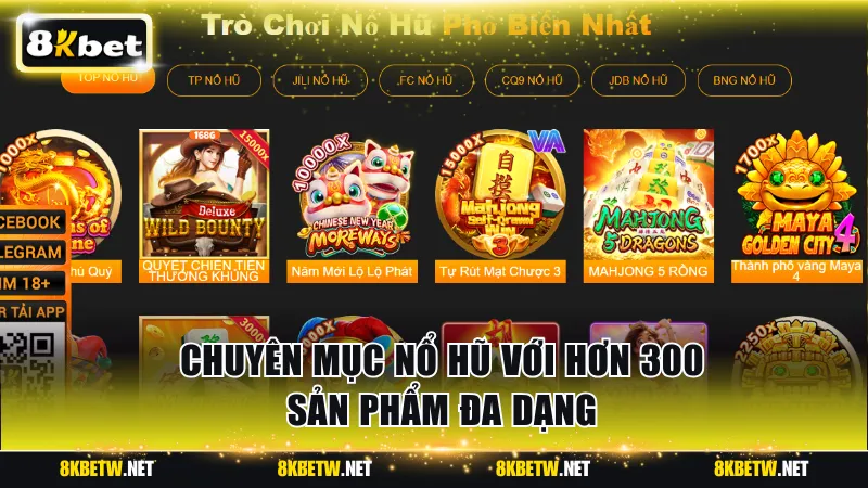 Nổ hũ hấp dẫn với hơn 300 sản phẩm giải trí đa dạng 